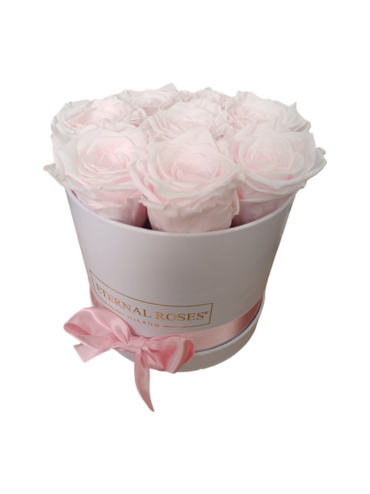 Box Bianco M - Rose Stabilizzate Rosa