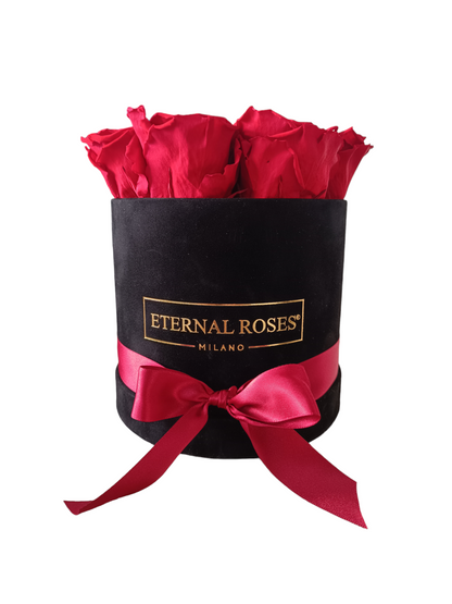 Box Luxury Nero M - Rose Stabilizzate Rosse