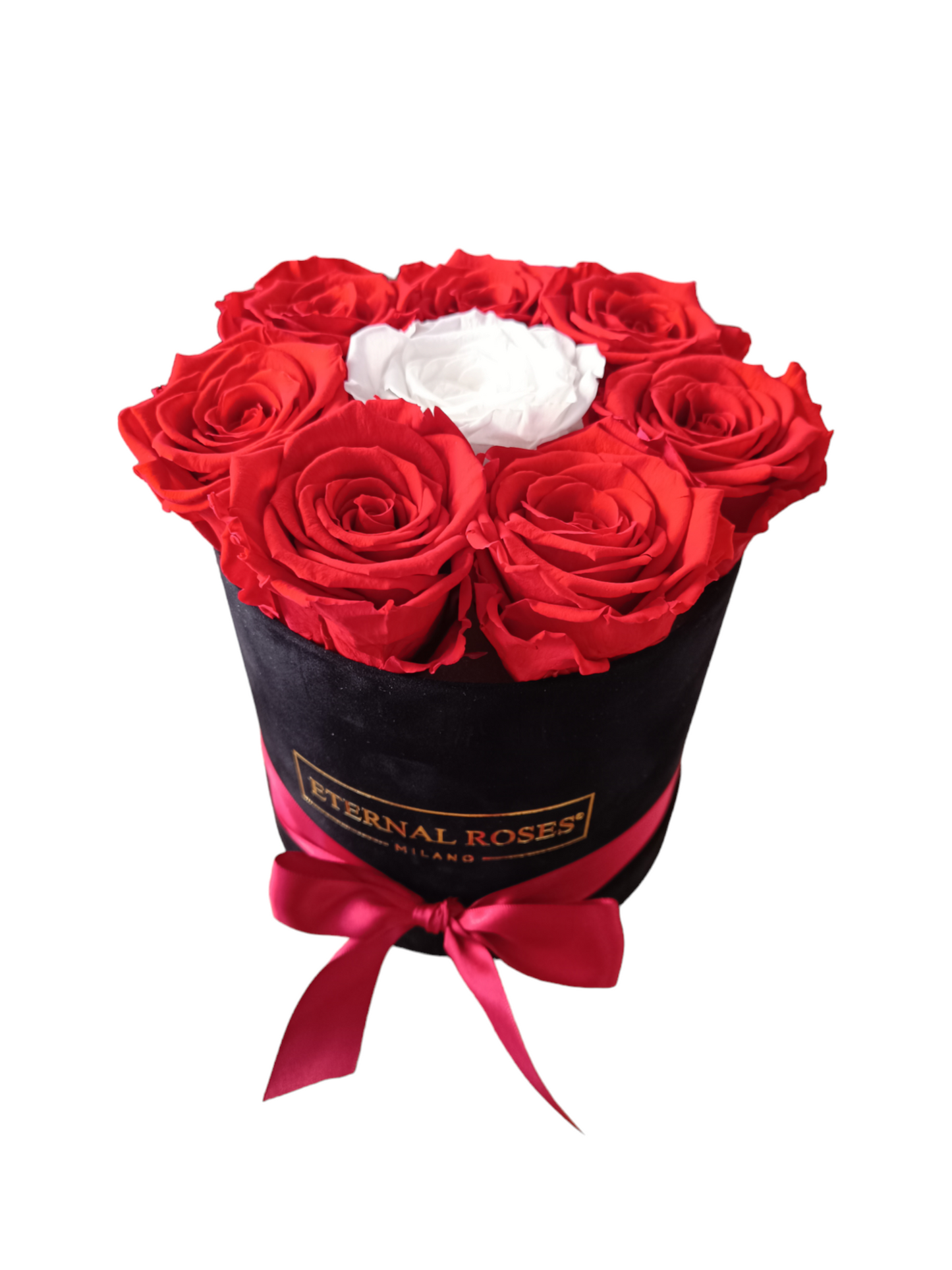 Box Luxury Nero M - Rose Stabilizzate Rosse e Bianche