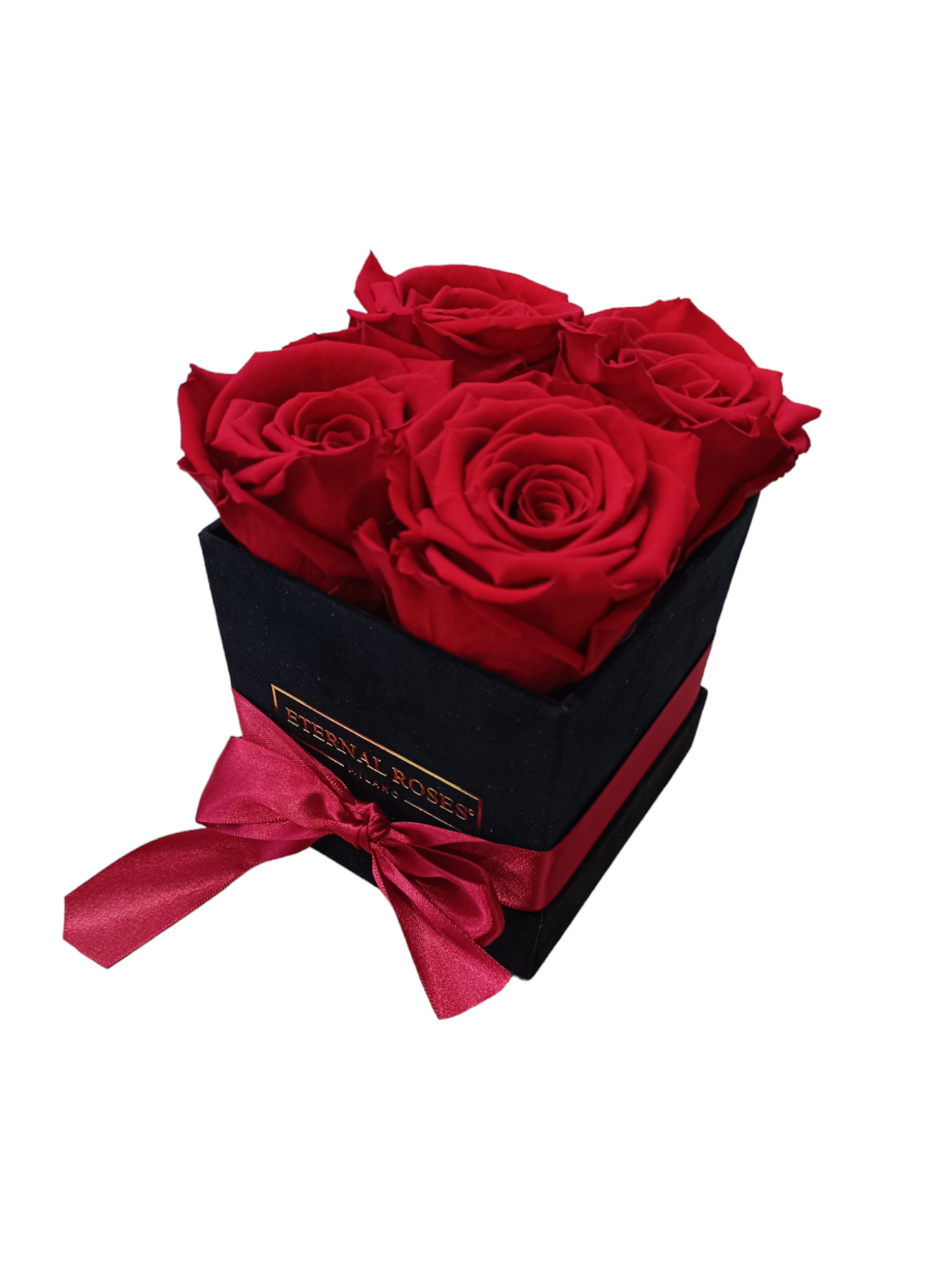 Box Luxury Square Nero S - Rose Stabilizzate Rosse