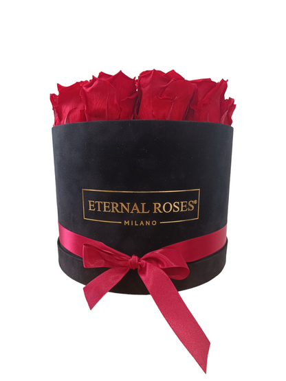 Box Luxury Nero L - Rose Stabilizzate Rosse
