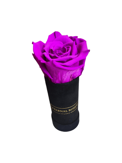 Rose Éternelle Rouge XL - Boîte Alcantara Noire XS